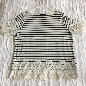 Tommy Hilfiger striped top with lace details in S